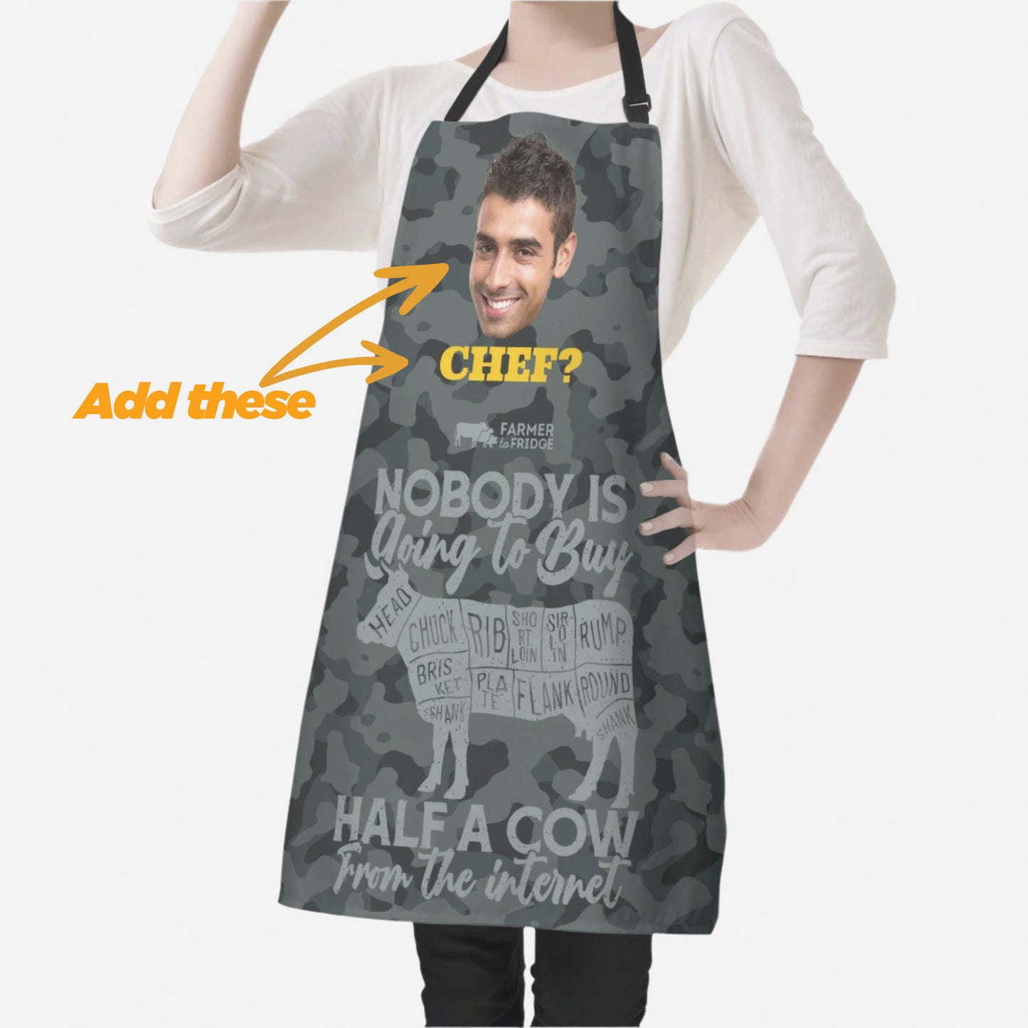 HALF A COW CAMO APRON