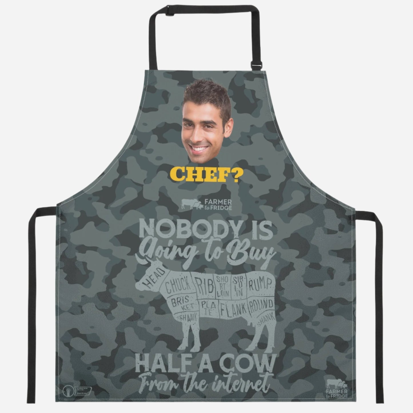 HALF A COW CAMO APRON